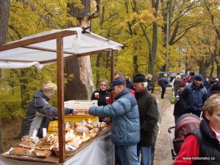 Na hrázi loveného rybníka Dvořiště bylo možné zakoupit i pečivo, např. sladké koláče s povidly a mákem.