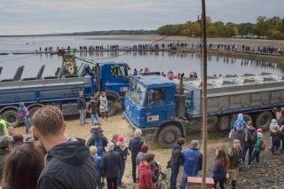 Nakládání tříděné ryby a odvoz na sádky