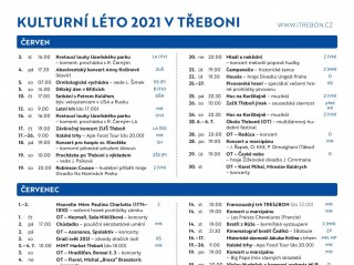 Kulturní léto 2021 v Třeboni - kalendář ke stažení