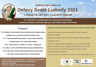 Oslavy Svaté Ludmily 2021 v Lužnici u Třeboně