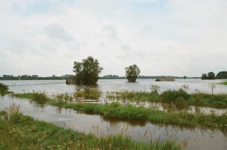 Třeboňské seníky při povodni 2002