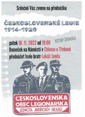 Chlum u Tř.: Přednáška o čs. legiích