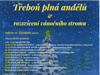 Třeboň plná andělů: rozsvícení vánočního stromu 2022,  trh