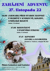 Zahájení adventu v Lomnici n. L. 2022, jarmark, koncert